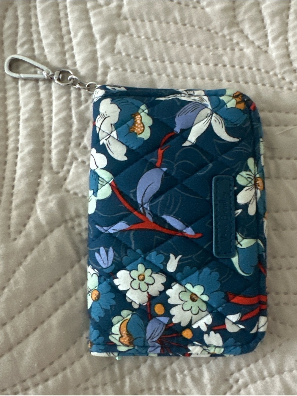 Vera Bradley Teal Floral Quilted Phone Pouch with Clip
